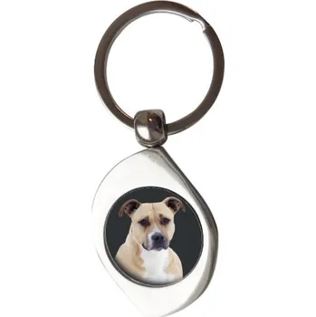 Přívěsek na klíče kolečko s potiskem Americký stafordšírský teriér