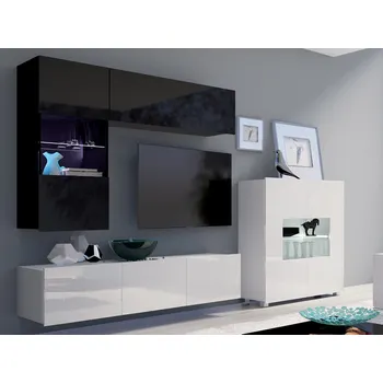 Obývací stěna GAB Obývací stěna LORONA 3, Bílá/Černá 150 cm