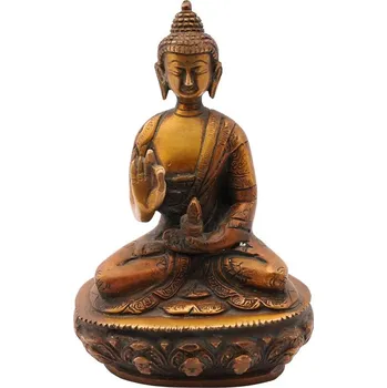 Kovová soška Buddhy 14 cm patina mosaz