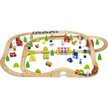 Vláček a vláčkodráha VIGA Dřevěná vláčkodráha 90 ks