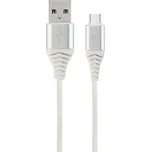 Datový kabel CABLEXPERT USB 2.0, Type-C kabel, 2m, opletený, bílo-stříbrná