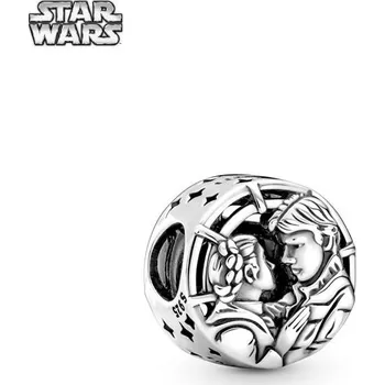 stříbřený přívěsek Star Wars kulatý Leia a Han