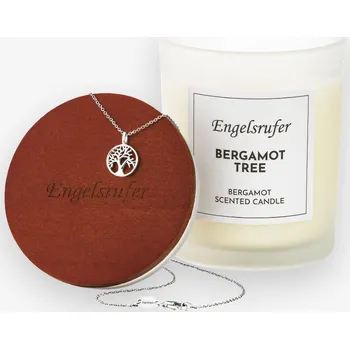 Svíčka Engelsrufer Bergamot s náhrdelníkem Strom života 200 g