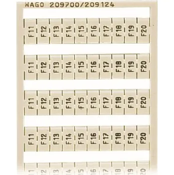 Elektroinstalační materiál WAGO Štítek s potiskem číselná řada F11-F20 1ks = 100 štítků 209-700/209-124