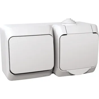 vypínač SCHNEIDER ELECTRIC SCHNEIDER Kombinace CEDAR vypínač č.6+zásuvka bílá IP44 WDE000504