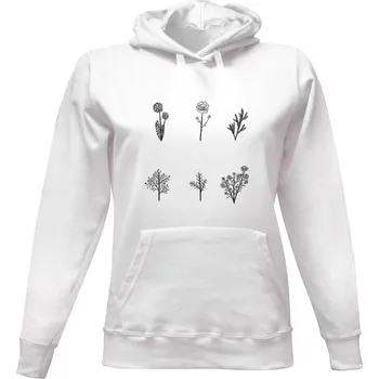 Dámská mikina Dámská mikina s kapucí s potiskem Různé rostlinky dámské