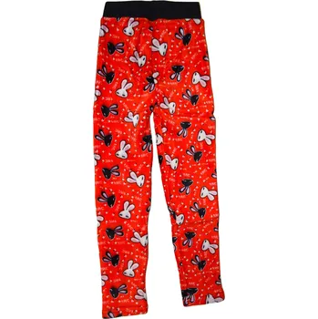 Dívčí červené teplé sametové legíny se zajíčky 116 - 122