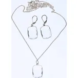 Set náhrdelník a náušnice transparentní hranatý Stříbrný řetízek