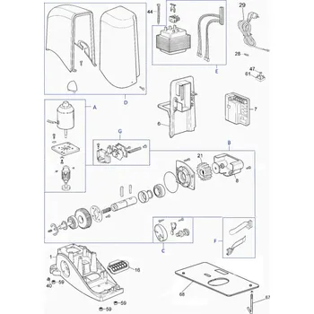 Seznam náhradních dílů pro pohon posuvné brány Mhouse SL10