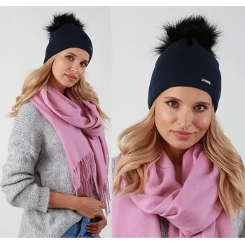 Čepice Fashionweek Dámská zimní čepice s bambulí ZIZI39/P14 Barva: Tmave modry, Velikost: Universal