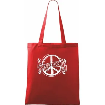 Peaceful world logo - Taška bavlněná - 42 x 38 cm ( Červená )