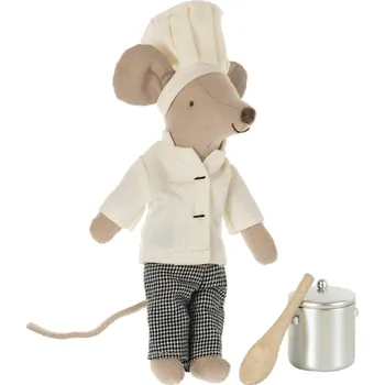 plyšák Maileg Myšák šéfkuchař s hrncem Maileg Chef mouse w. soup pot and spoon