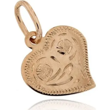 Přívěsek Zlatnictví U Kostela Zlatý přívěsek srdce s ozdobnou rytinou 705r 581602326