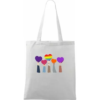 Nákupní taška LGBT ruce srdce - Taška bavlněná - 42 x 38 cm ( Bílá )
