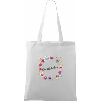 Družička s květy - Taška bavlněná - 42 x 38 cm ( Bílá )