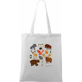 Nákupní taška Lesní zvířátka - Taška bavlněná - 42 x 38 cm ( Bílá )