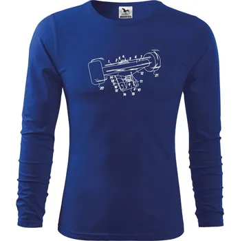 Chlapecké tričko Skateboard nákres kolečka - Triko dětské Long Sleeve - 122 cm/6 let ( Královská modrá )