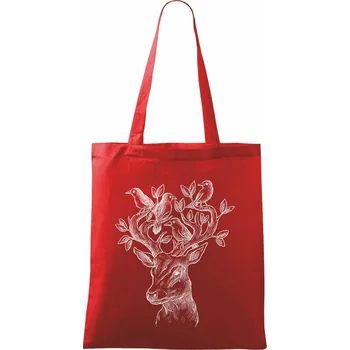 Nákupní taška Jelen ochránce přírody - Taška bavlněná - 42 x 38 cm ( Červená )