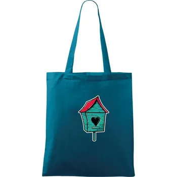 Barevná budka pro ptáky - Taška bavlněná - 42 x 38 cm ( Petrolejová )