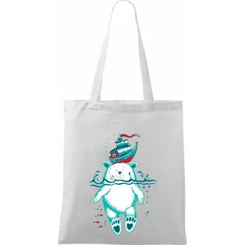 Medvidek Macík (Pecka design) - Taška bavlněná - 42 x 38 cm ( Bílá )