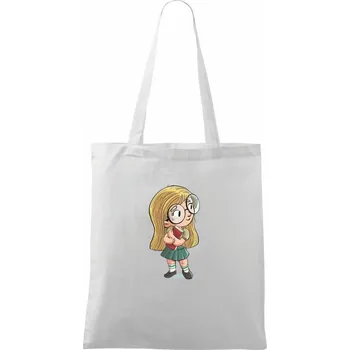 Nákupní taška Malá čtenářka - Taška bavlněná - 42 x 38 cm ( Bílá )