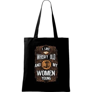 I like my Whisky Old - Taška bavlněná - 42 x 38 cm ( Černá )