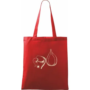 Nákupní taška Boxerská hruška - Taška bavlněná - 42 x 38 cm ( Červená )