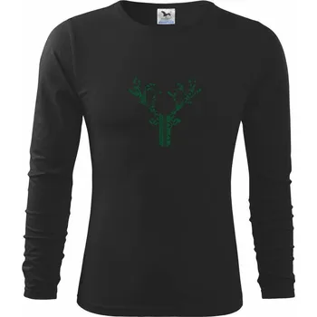 Chlapecké tričko Jelen vzorovaný - Triko dětské Long Sleeve - 122 cm/6 let ( Černá )