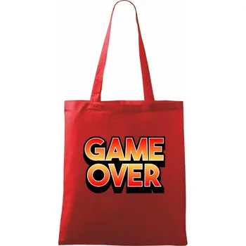 Nákupní taška Game over - nápis barevný - Taška bavlněná - 42 x 38 cm ( Červená )