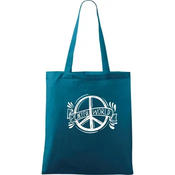 Peaceful world logo - Taška bavlněná - 42 x 38 cm ( Petrolejová )