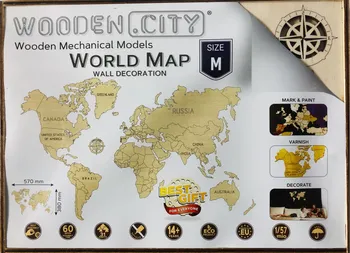 Puzzle Wooden City Dřevěná mapa světa velikost M 31 dílků