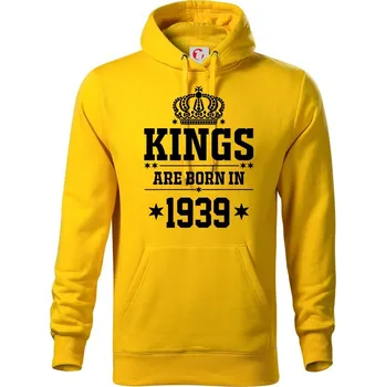 Pánská mikina Kings are born in 1939 - Mikina pánská Cape s kapucí - M ( Žlutá )