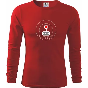 Dětská móda Gamer - let's play kulatý - Triko dětské Long Sleeve - 134 cm/8 let ( Červená )