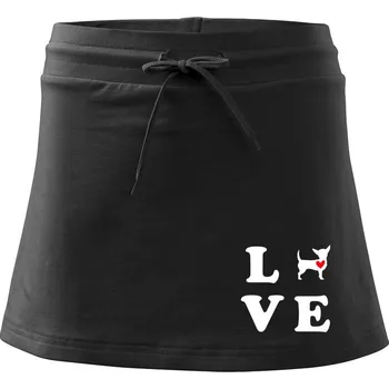 Dámská sukně Čivava love - Sportovní sukně - two in one - XL ( Černá )