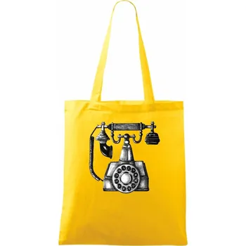 Telefon starý kreslený - Taška bavlněná - 42 x 38 cm ( Žlutá )