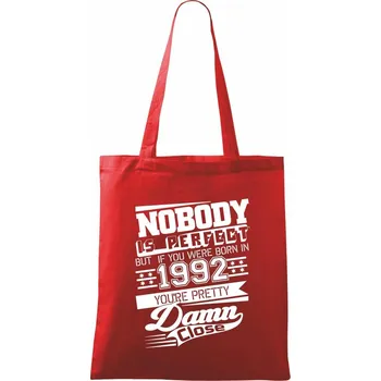 Nákupní taška Nobody is perfect - 1992 - Taška bavlněná - 42 x 38 cm ( Červená )