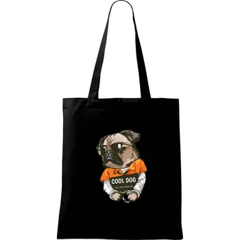 Mops výtržník - Taška bavlněná - 42 x 38 cm ( Černá )