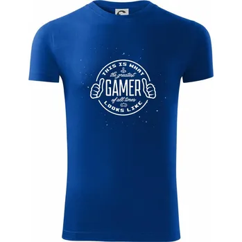 Pánské oblečení Look like Greatest gamer - Viper FIT - Pánské zůžené tričko - L ( Královská modrá )