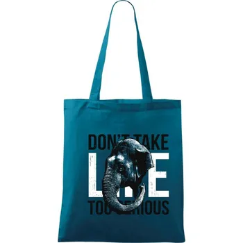 Elephant serious - Taška bavlněná - 42 x 38 cm ( Petrolejová )