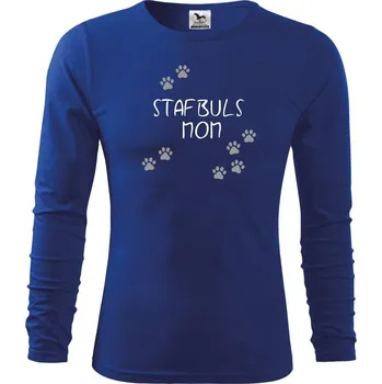 Chlapecké tričko Stafbuls mom (Stafordširský bulteriér) (Reflexní tlapky) - Triko dětské Long Sleeve - 122 cm/6 let ( Královská modrá )