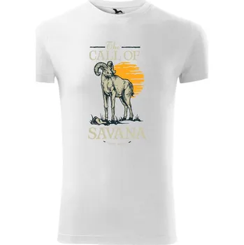 Pánské tričko Savana koza - Viper FIT - Pánské zůžené tričko - S ( Bílá )