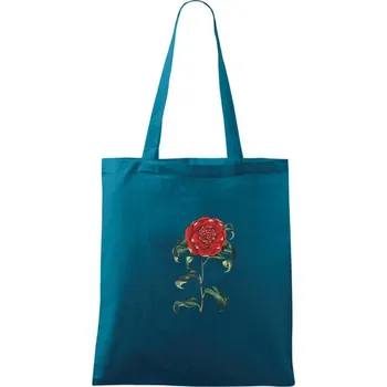 Nákupní taška Červená kamélie - Taška bavlněná - 42 x 38 cm ( Petrolejová )