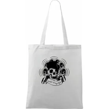 Music Is My Life smrtka - Taška bavlněná - 42 x 38 cm ( Bílá )