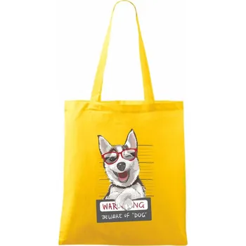 Husky - beware of dog - Taška bavlněná - 42 x 38 cm ( Žlutá )