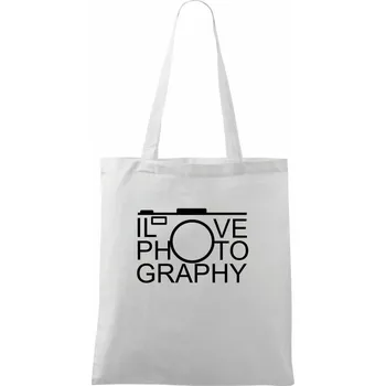 Nákupní taška I love photography - Taška bavlněná - 42 x 38 cm ( Bílá )