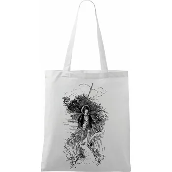 Kreslený kluk s prutem - Taška bavlněná - 42 x 38 cm ( Bílá )