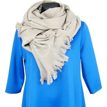 Šála Dámská šála šedá károvaná (Podzimní šál s třásněmi)