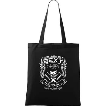 Nákupní taška Nesnáším být sexy - řezník - Taška bavlněná - 42 x 38 cm ( Černá )