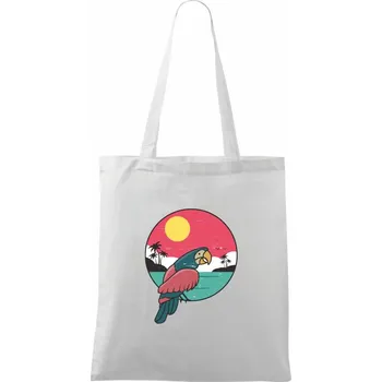 Papoušek v kruhu u moře - Taška bavlněná - 42 x 38 cm ( Bílá )