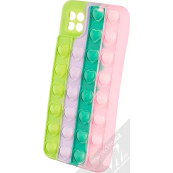 Pouzdro na mobilní telefon 1Mcz Pop It Srdíčka antistresový ochranný kryt pro Samsung Galaxy A22 5G zelená fialová růžová (green purple pink)